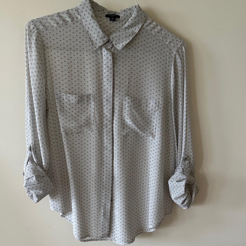 Ann Taylor Gray Patterned Blouse - image 2